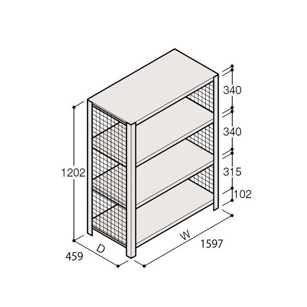 アズワン 軽量棚 ERR金網型 H1200×W1500×D450 有効棚 3段 67-5243-24 1個（直送品）