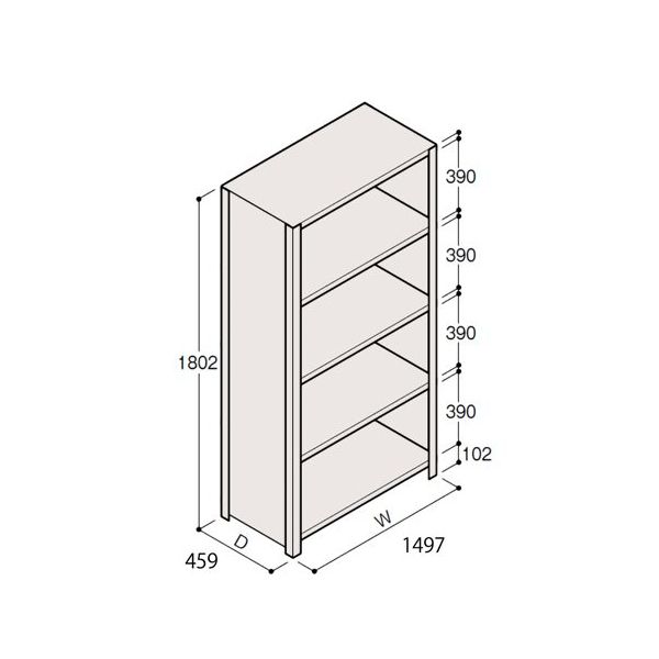 アズワン 軽量棚 ERR密閉型 H1800×W1500×D450 有効棚 4段 67-5246-53 1個（直送品）
