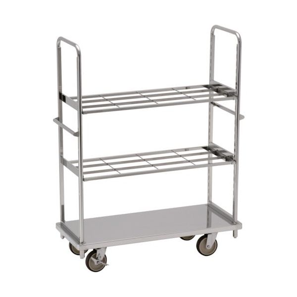 テックサス オールステンレス棚台車 1220×505 SUSφ150ウレタン車 フラットバー棚2段 TD-1250D-BT2 1台（直送品）