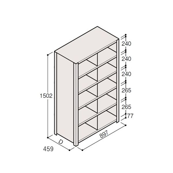 アズワン 軽量棚 ERR仕切型 H1500×W900 ×D450 有効棚 5段 2分割 67-5245-41 1個（直送品）