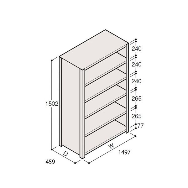 アズワン 軽量棚 ERR密閉型 H1500×W1500×D450 有効棚 5段 67-5246-29 1個（直送品）