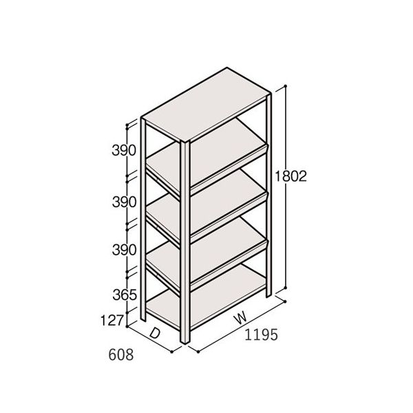 アズワン 軽量棚 ERR傾斜型 H1800×W1200×D600 有効棚 4段 67-5245-10 1個（直送品）