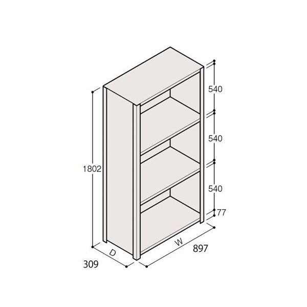 アズワン 軽量棚 ERR密閉型 H1800×W900×D300 有効棚 3段 67-5246-34 1個（直送品）