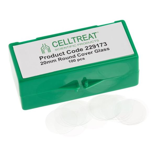 CELLTREAT 20mm丸型カバーガラス 12ウェルプレートに適合 滅菌 100個入 229173 1個 68-0320-76（直送品）