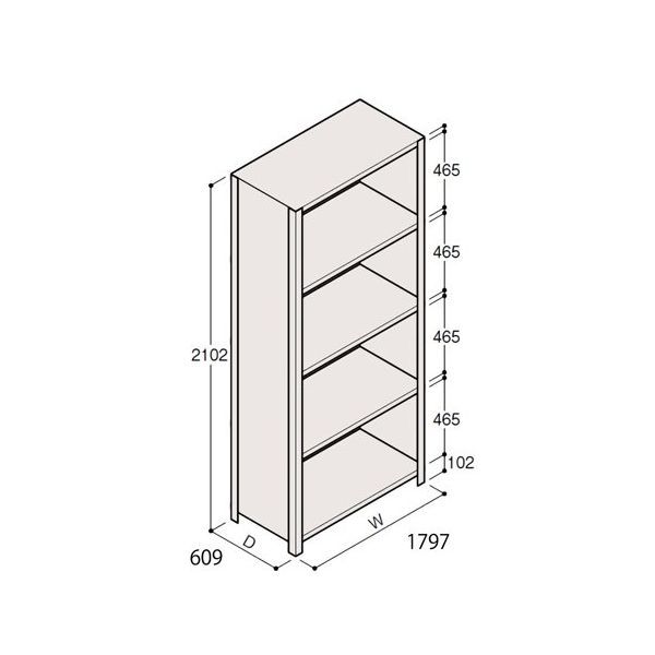 アズワン 軽量棚 ERR密閉型 H2100×W1800×D600 有効棚 4段 67-5247-06 1個（直送品）