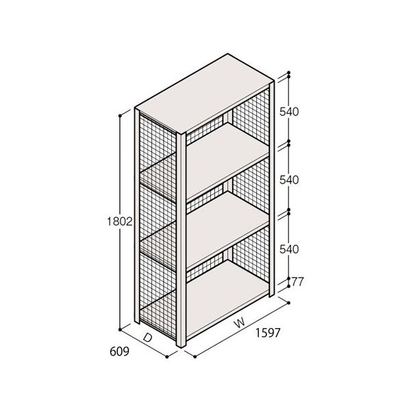 アズワン 軽量棚 ERR金網型 H1800×W1500×D600 有効棚 3段 67-5243-85 1個（直送品）