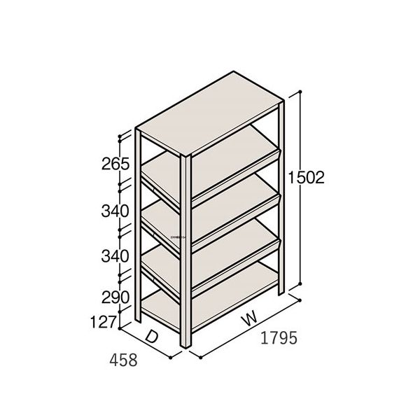 アズワン 軽量棚 ERR傾斜型 H1500×W1800×D450 有効棚 4段 67-5244-96 1個（直送品）
