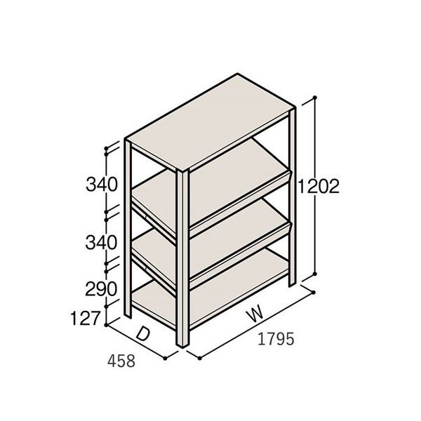 アズワン 軽量棚 ERR傾斜型 H1200×W1800×D450 有効棚 3段 67-5244-80 1個（直送品）