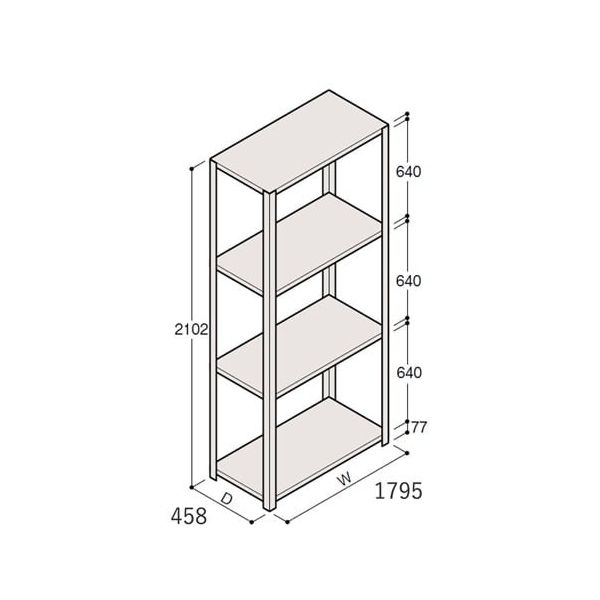 アズワン 軽量棚 ERR開放型 H2100×W1800×D450 有効棚 3段 67-5242-30 1個（直送品）