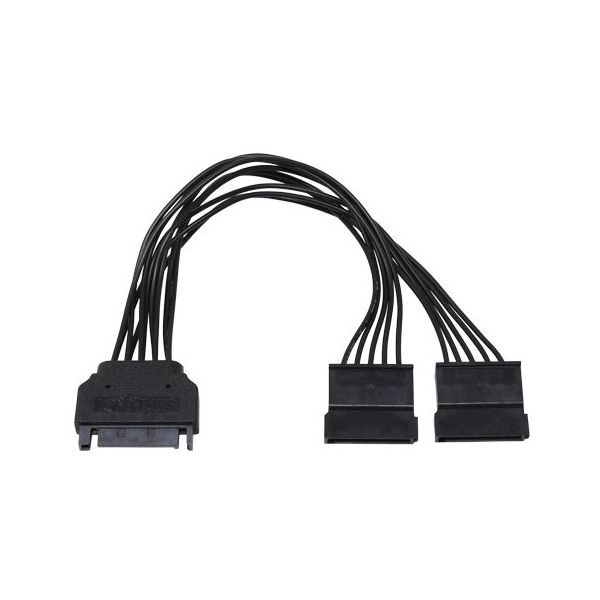 アイネックス シリアルATA用二股電源ケーブル 15cm ブラック S2-1501SAC-BK 1個 67-9266-55（直送品）