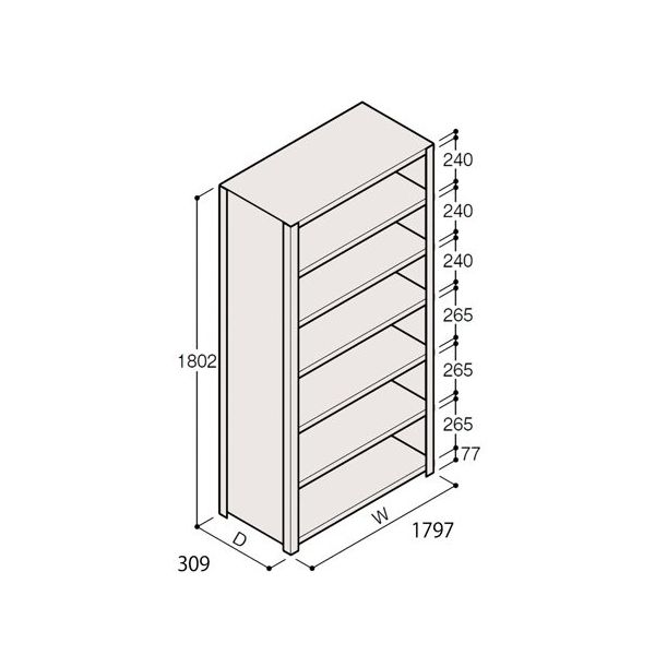 アズワン 軽量棚 ERR密閉型 H1800×W1800×D300 有効棚 6段 67-5246-79 1個（直送品）