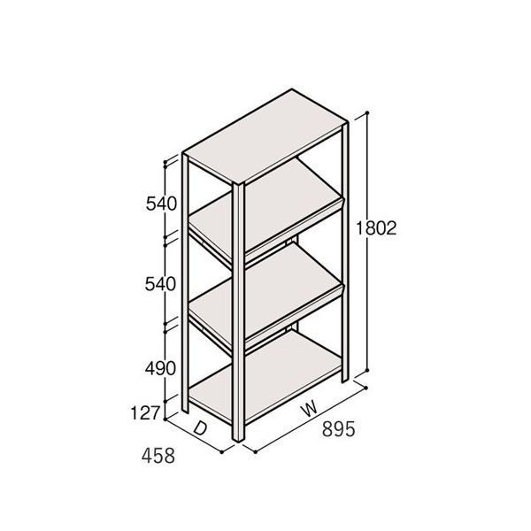 アズワン 軽量棚 ERR傾斜型 H1800×W900×D450 有効棚 3段 67-5244-98 1個（直送品）