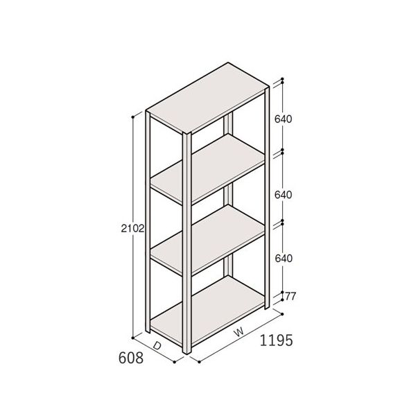 アズワン 軽量棚 ERR開放型 H2100×W1200×D600 有効棚 3段 67-5242-25 1個（直送品）