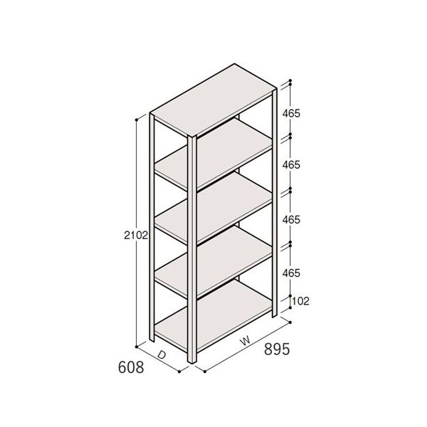 アズワン 軽量棚 ERR開放型 H2100×W900×D600 有効棚 4段 67-5242-34 1個（直送品）