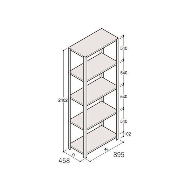 アズワン 軽量棚 ERR開放型 H2400×W900×D450 有効棚 4段 67-5242-81 1個（直送品）