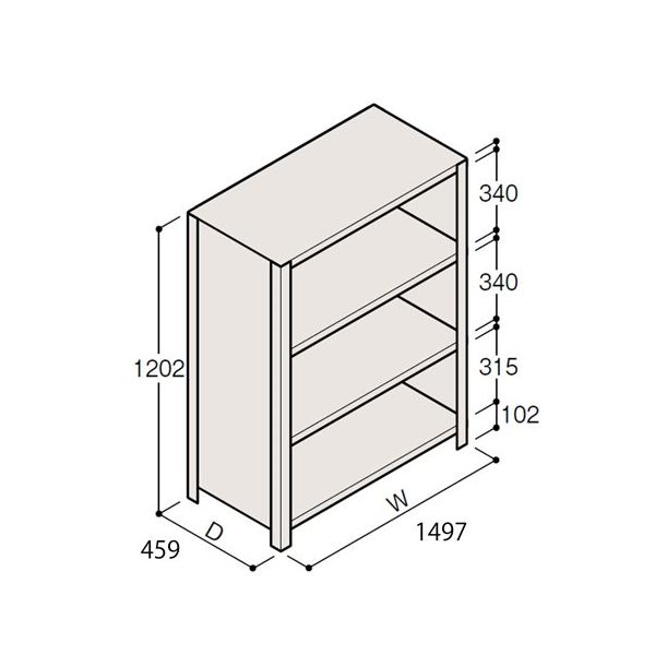 アズワン 軽量棚 ERR密閉型 H1200×W1500×D450 有効棚 3段 67-5245-80 1個（直送品）