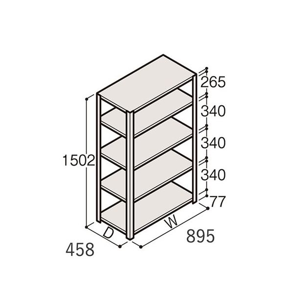 アズワン 軽量棚 ERR開放型 H1500×W900×D450 有効棚 4段 67-5241-48 1個（直送品）