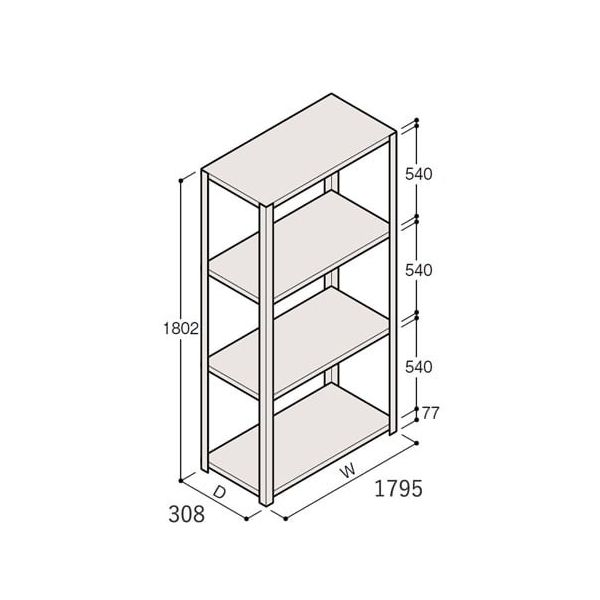 アズワン 軽量棚 ERR開放型 H1800×W1800×D300 有効棚 3段 67-5241-80 1個（直送品）