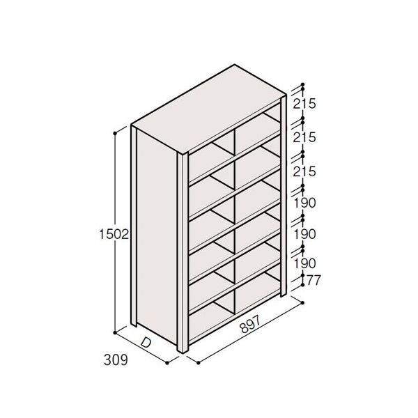 アズワン 軽量棚 ERR仕切型 H1500×W900 ×D300 有効棚 6段 2分割 67-5245-43 1個（直送品）