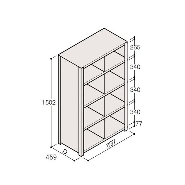 アズワン 軽量棚 ERR仕切型 H1500×W900 ×D450 有効棚 4段 2分割 67-5245-37 1個（直送品）