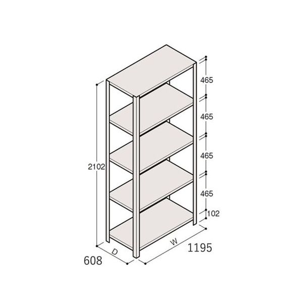 アズワン 軽量棚 ERR開放型 H2100×W1200×D600 有効棚 4段 67-5242-37 1個（直送品）