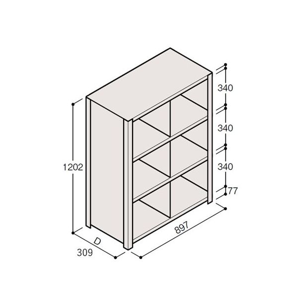 アズワン 軽量棚 ERR仕切型 H1200×W900 ×D300 有効棚 3段 2分割 67-5245-23 1個（直送品）