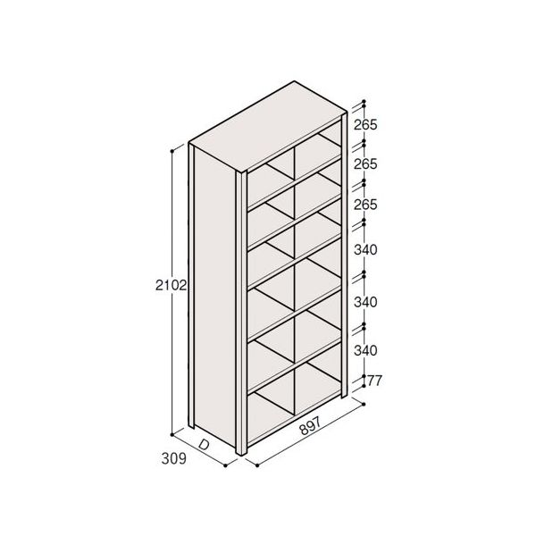 アズワン 軽量棚 ERR仕切型 H2100×W900 ×D300 有効棚 6段 2分割 67-5245-65 1個（直送品）