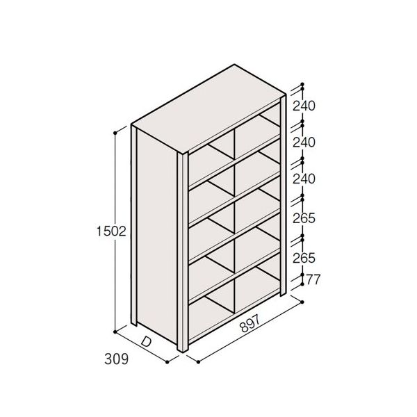 アズワン 軽量棚 ERR仕切型 H1500×W900 ×D300 有効棚 5段 2分割 67-5245-39 1個（直送品）