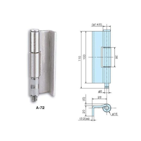 ホシモト SUS製防水型蝶番 SA-72 1個 62-2979-73（直送品）