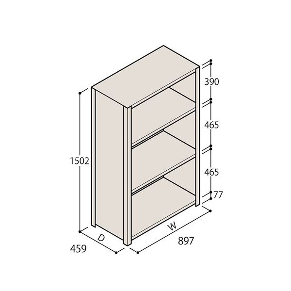 アズワン 軽量棚 ERR密閉型 H1500×W900×D450 有効棚 3段 67-5245-98 1個（直送品）
