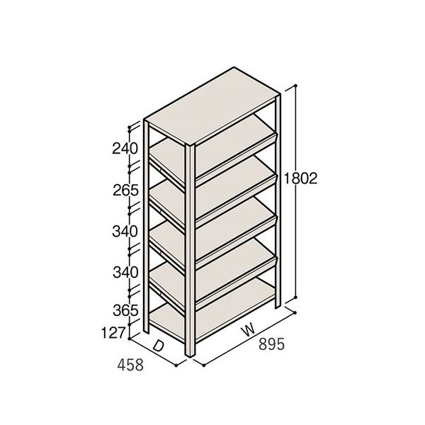 アズワン 軽量棚 ERR傾斜型 H1800×W900×D450 有効棚 5段 67-5245-15 1個（直送品）