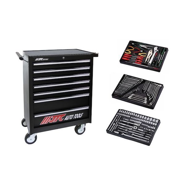 JTC 7段工具箱(黒色)&工具セット JTC3931BKSET 1個 569-3022（直送品）