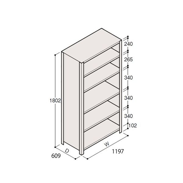 アズワン 軽量棚 ERR密閉型 H1800×W1200×D600 有効棚 5段 67-5246-63 1個（直送品）