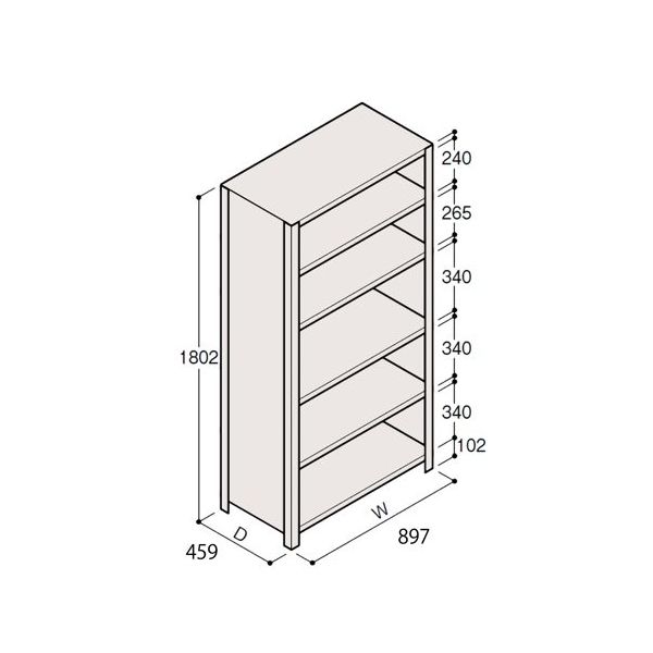 アズワン 軽量棚 ERR密閉型 H1800×W900×D450 有効棚 5段 67-5246-59 1個（直送品） 49,319円