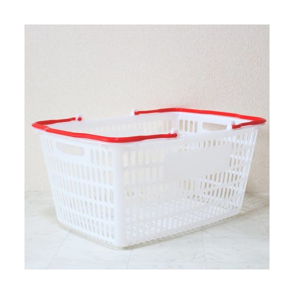 大和産業 買い物かご SLー20 ナチュラル把手レッド 10個セット SL-20-NRRE-10P 1セット(10個) 538-1912（直送品）