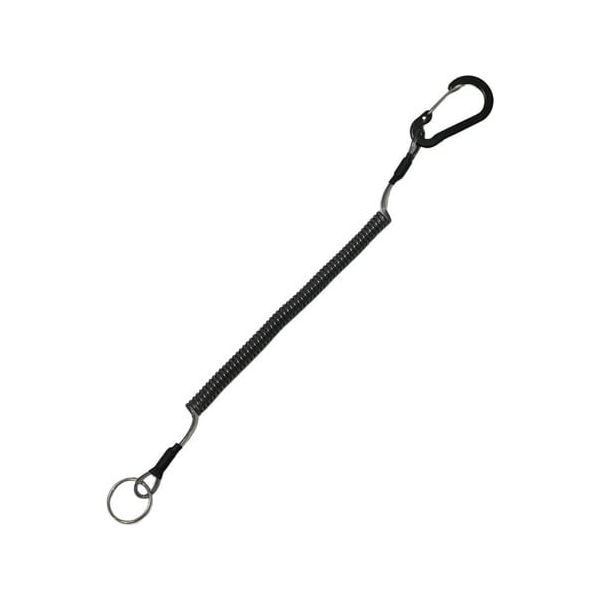 Trimate 落下防止ストラップ カラビナ+カールコード (ステンレスワイヤー入り) グレー 280mm TR-STP027-12 1個（直送品）