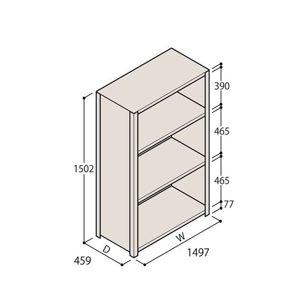 アズワン 軽量棚 ERR密閉型 H1500×W1500×D450 有効棚 3段 67-5246-05 1個（直送品）