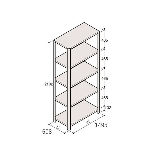 アズワン 軽量棚 ERR開放型 H2100×W1500×D600 有効棚 4段 67-5242-40 1個（直送品）