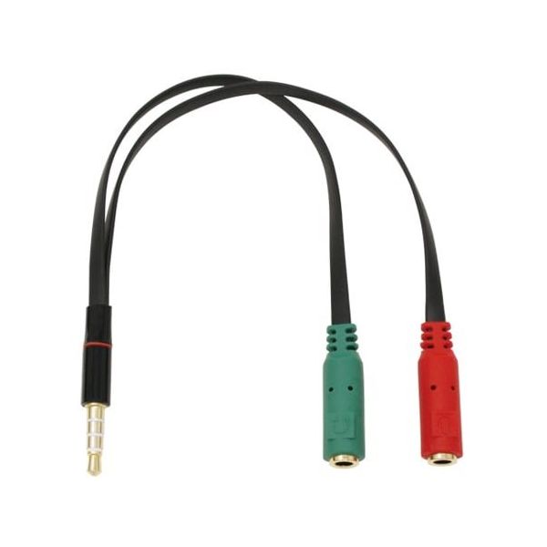 アイネックス 4極ミニプラグ ー ヘッドフォン+マイクジャック分岐ケーブル 20cm AVC-08A 1個 67-9218-11（直送品）