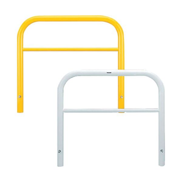 カネソウ 車止め アーチ型 横バー付 スチール製 焼付塗装 固定式 Yシリーズ YBW6H10-K(W) 1本 324-0371（直送品）