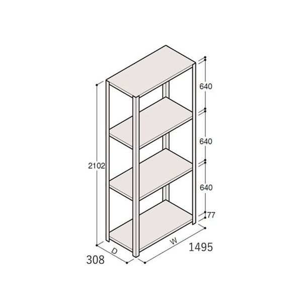 アズワン 軽量棚 ERR開放型 H2100×W1500×D300 有効棚 3段 67-5242-26 1個(直送品)