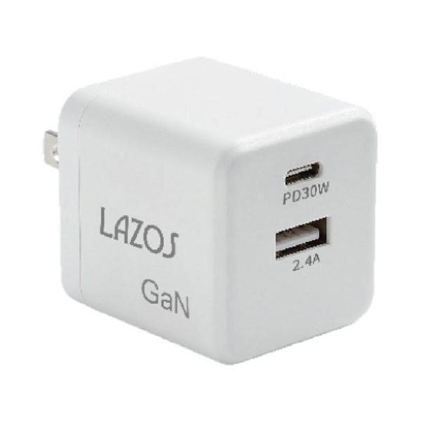 リーダーメディアテクノ 窒化ガリウムAC充電器 2口 C(PD)+Aポート 30W L-AC-G30 1個 66-0023-07（直送品）