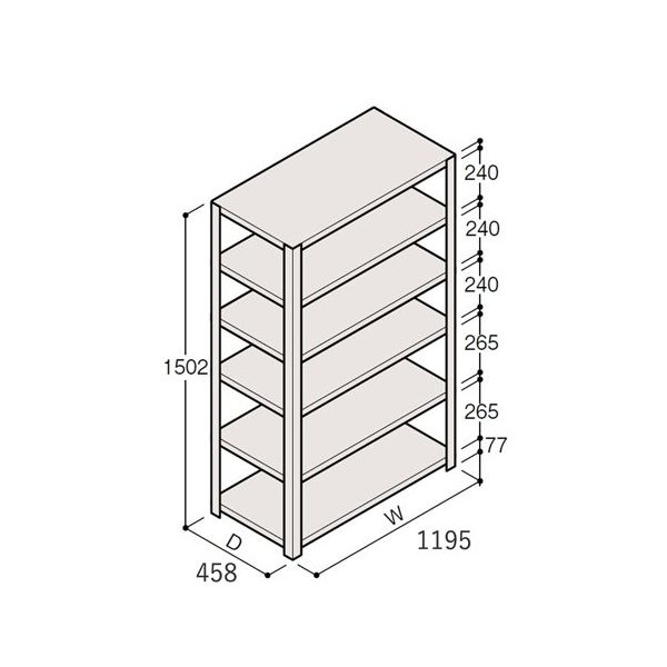 アズワン 軽量棚 ERR開放型 H1500×W1200×D450 有効棚 5段 67-5241-63 1個（直送品）