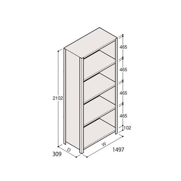 アズワン 軽量棚 ERR密閉型 H2100×W1500×D300 有効棚 4段 67-5247-01 1個（直送品）