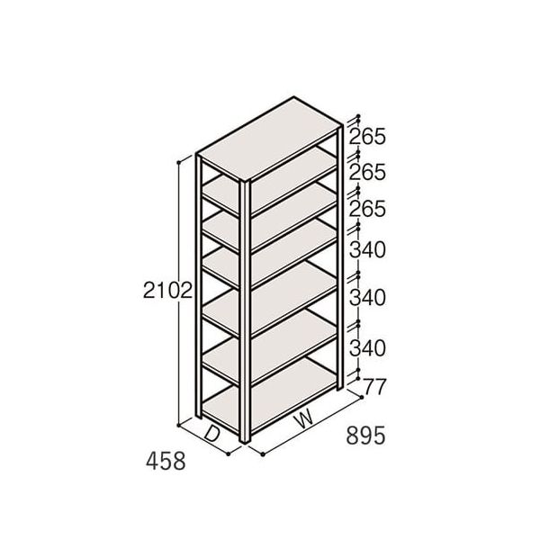 アズワン 軽量棚 ERR開放型 H2100×W900×D450 有効棚 6段 67-5242-57 1個（直送品）
