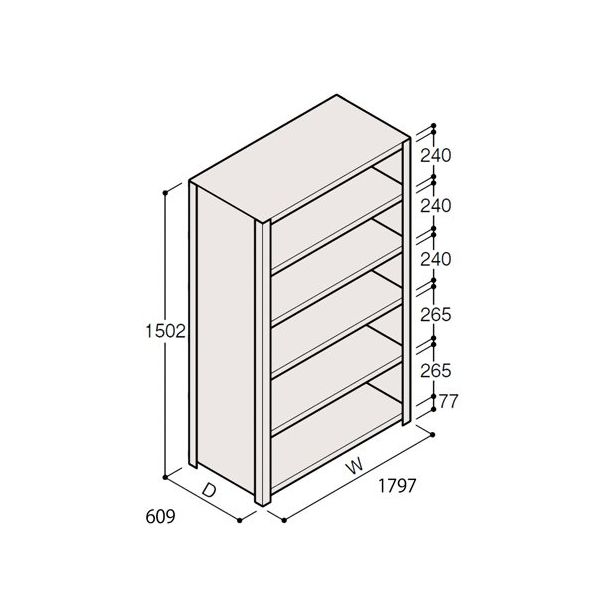 アズワン 軽量棚 ERR密閉型 H1500×W1800×D600 有効棚 5段 67-5246-33 1個（直送品）