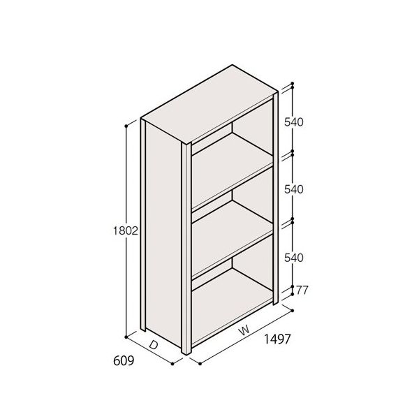 アズワン 軽量棚 ERR密閉型 H1800×W1500×D600 有効棚 3段 67-5246-42 1個（直送品）