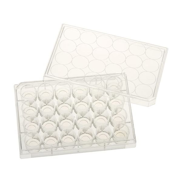 CELLTREAT 蓋付きの24ウェル組織培養プレート 10mm ガラス底 個別 滅菌 5バック入 229125 1バック（直送品）