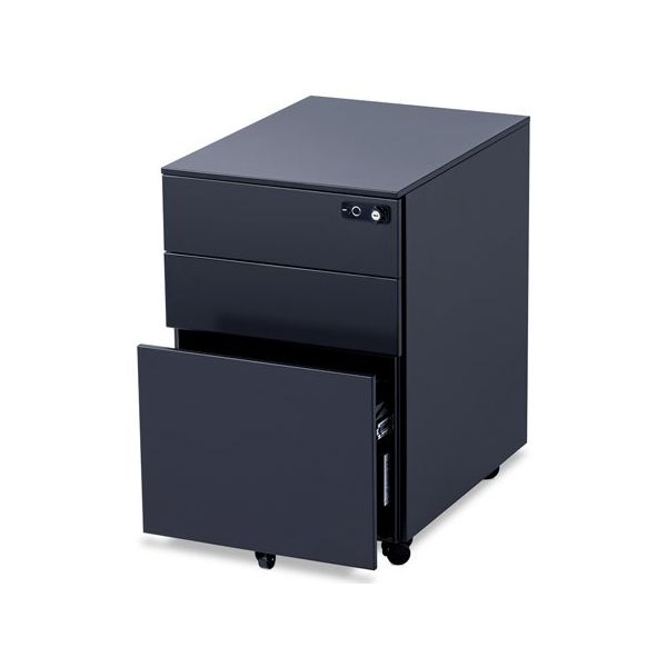 アズワン 指紋認証ロック式3段キャビネット ブラック 65-3968-82 1個（直送品）