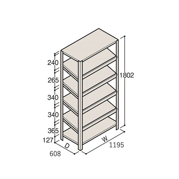 アズワン 軽量棚 ERR傾斜型 H1800×W1200×D600 有効棚 5段 67-5245-18 1個（直送品）
